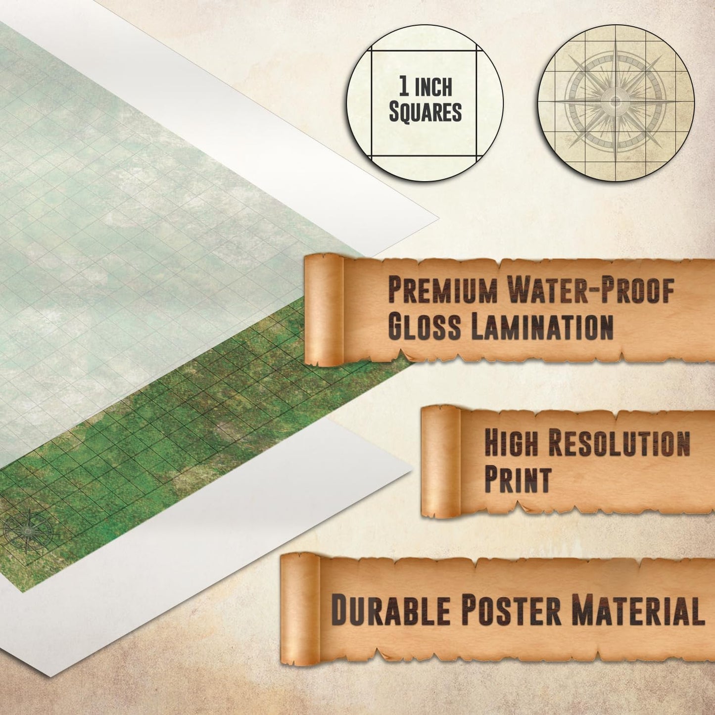 Melee Mats DND Map Starter Kit for Dungeons and Dragons Game - 24” x 36" 3 Pack Double Sided, Wet/Dry Erase Battle Terrain Grid - Ultimate Tabletop Board Gaming Experience with Accessories
