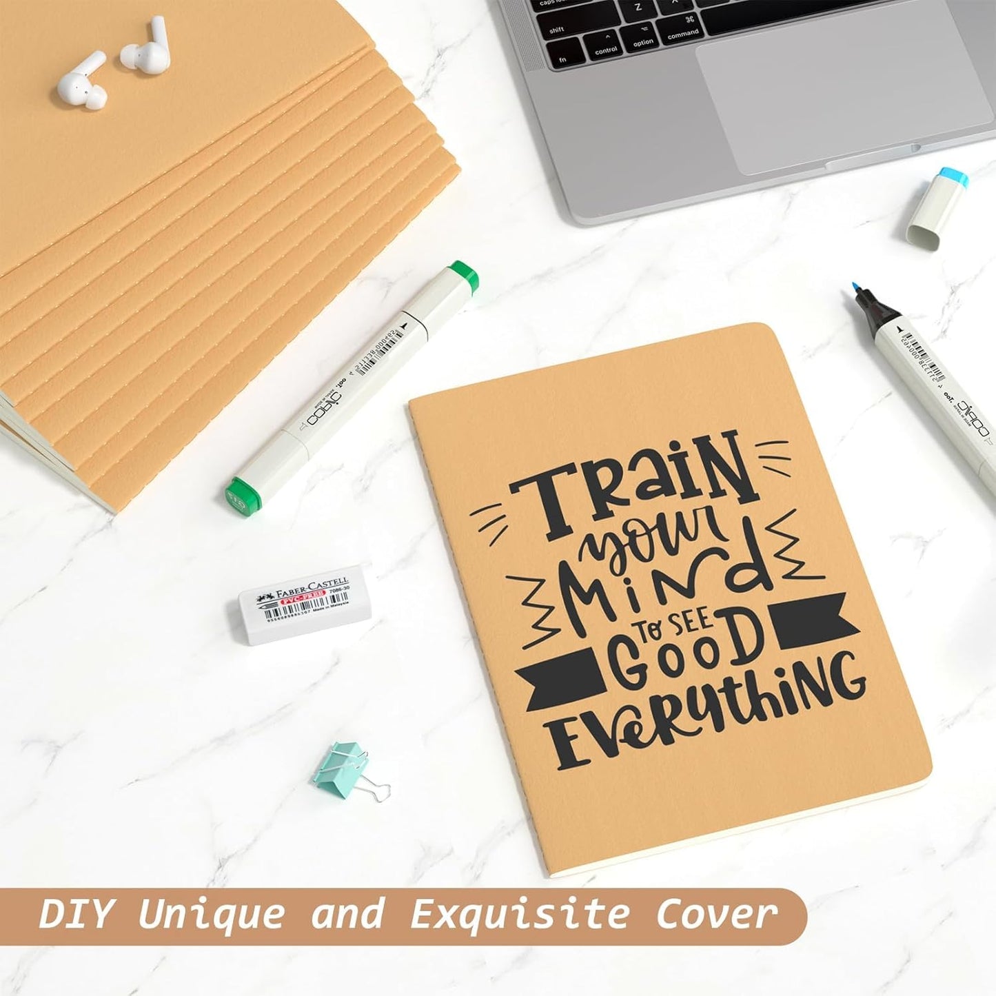 Oucaru Journaling Notebooks A5 College Ruled Notebook 32 Pack Lined Small Kraft Notebooks Bulk 8.3x5.5 Inches, Brown Composition Notebooks Writing Journal School Supplies for School Work and Travel