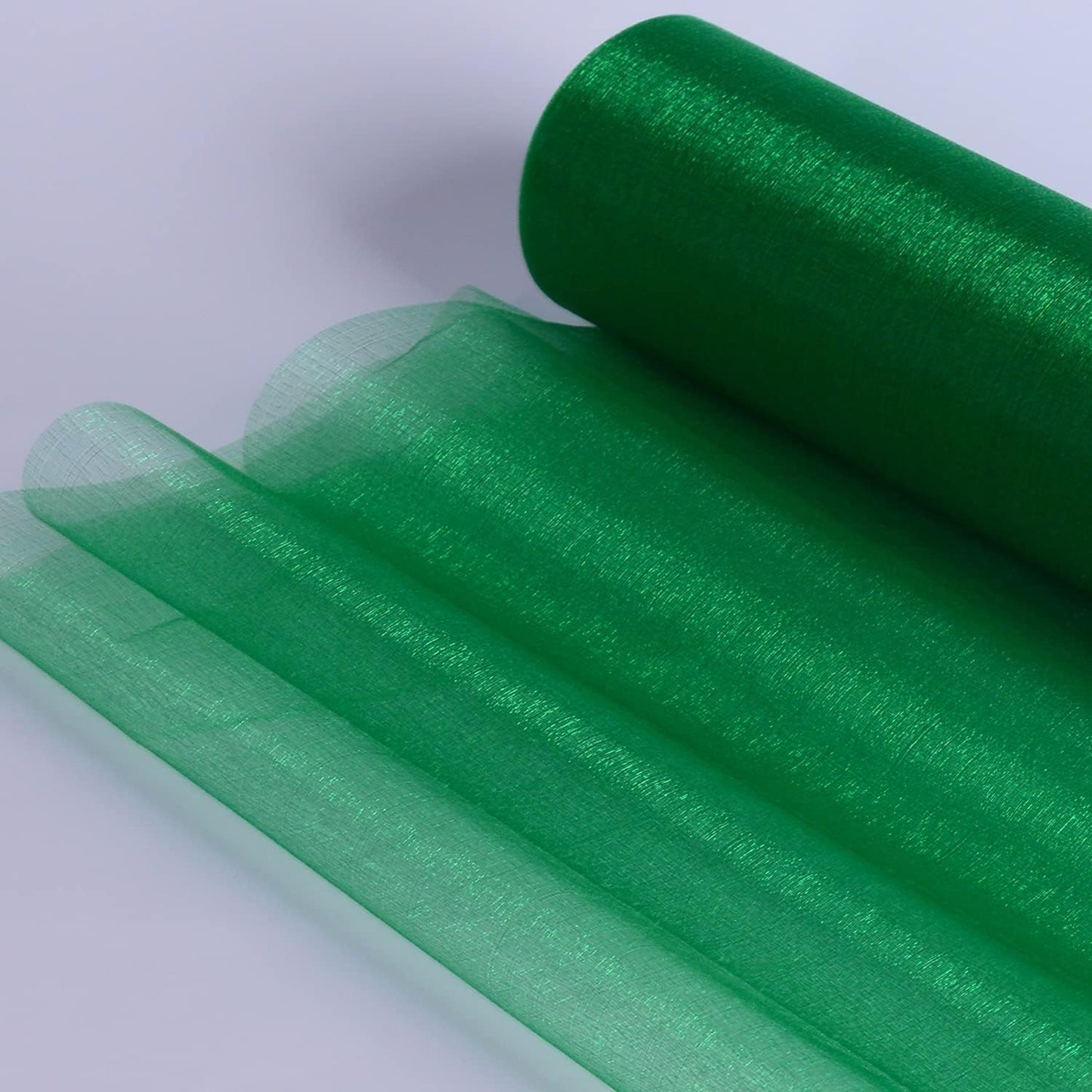 Crystal Organza Fabric Tulle - 16" by 50 Yards Sheer Fabric for Wedding Party Decoration Bridal Shower Tutu Roll Netting Spool Ribbon Wrapping (Green)