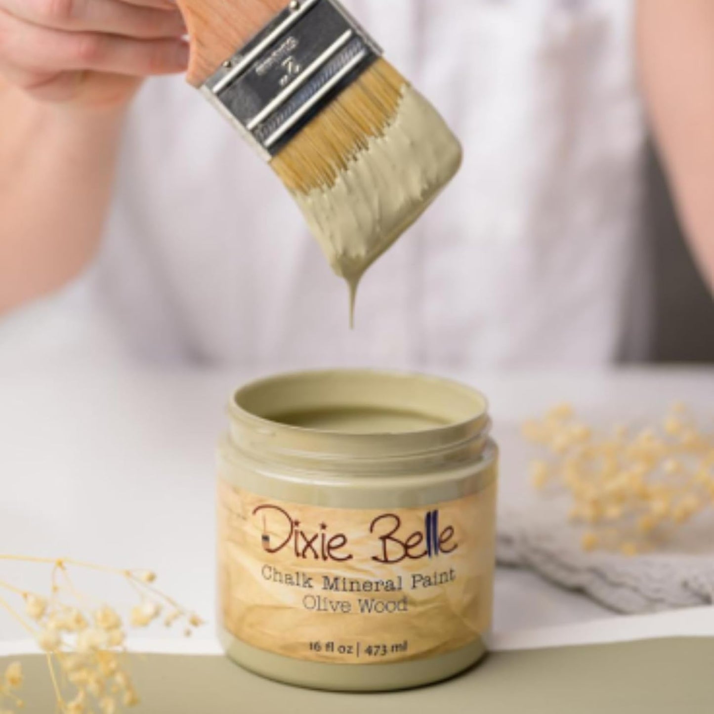 Dixie Belle Paint Company Chalk Finish Furniture Paint – Olive Wood (16oz) – Matte Chic Chalk Mineral DIY Furniture Paint