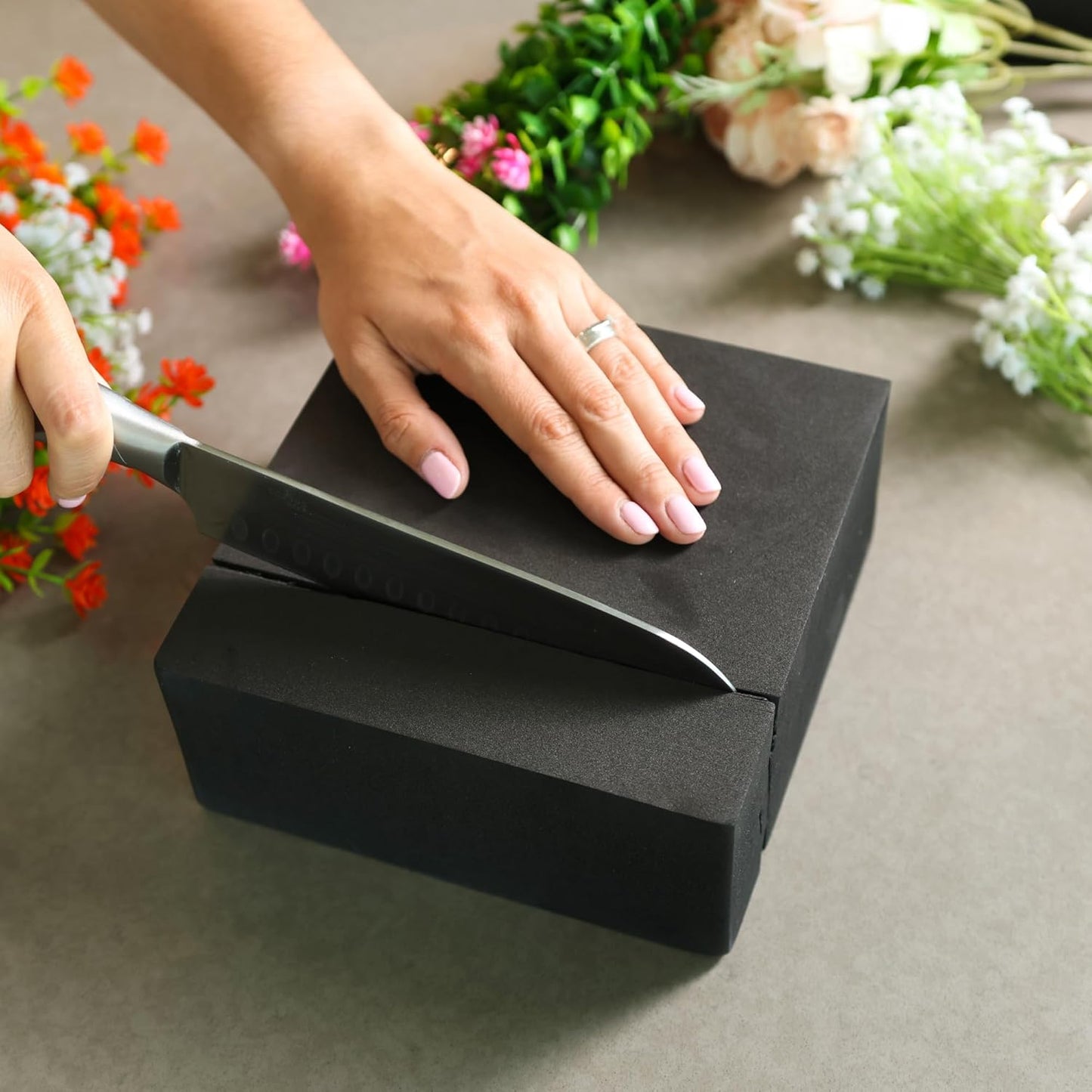 XCEL Floral Foam Blocks - Reusable, Weather Resistant Foam - Perfect for Fresh & Artificial Flower Arrangements, Crafts, Planter Boxes, Home Decor & More - 4-Pk, Black (7” x 7” x 3”)