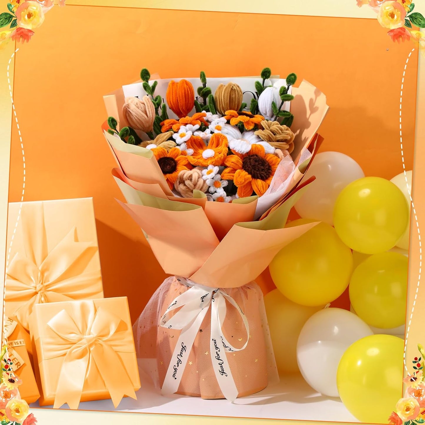 700 Pcs Halloween Fall Pipe Cleaners Craft Bulk Pastel Chenille Stems Flower DIY Gradient Colored Fluffy for School Classroom Thanksgiving Christmas Party Supplies(Yellow Theme)