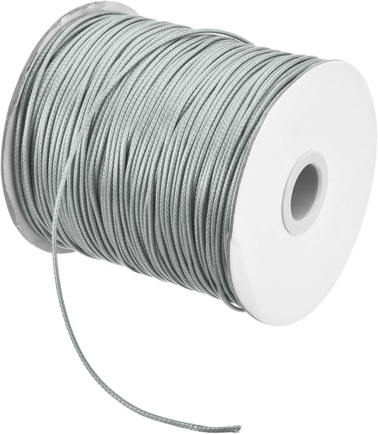 MECCANIXITY Waxed Cord 1.5mm Waxed Polyester Cord 175 Yard Wax String for Bracelet Making,Necklaces, Beading,Jewelry Making and DIY Crafts(Light Grey)