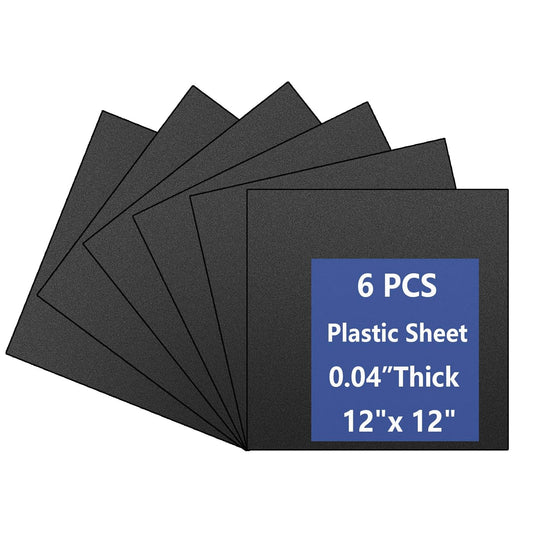 6 Pack Black Plastic Sheet 12x12x0.04 in Flexible High Tensile Plastic Sheets Black Plastic Panel for DIY Materials Handicrafts Home Decoration