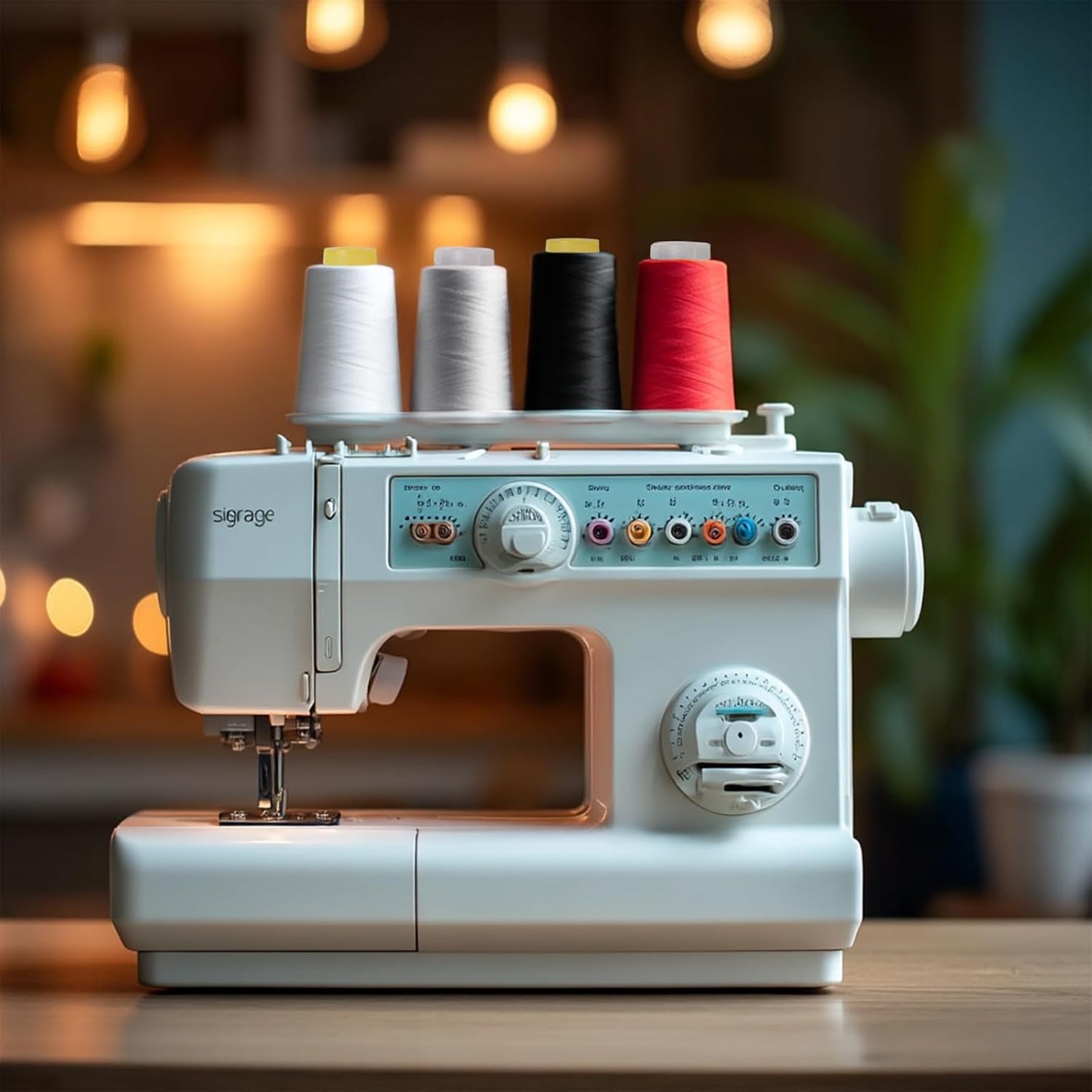 Sewing Thread Cone Set, 4 Pack Serger Thread, 3000 Yards Each, All Purpose Thread for Sewing, Quilting, Machines, Overlock, Merrow & Hand Embroidery (Black2White2)