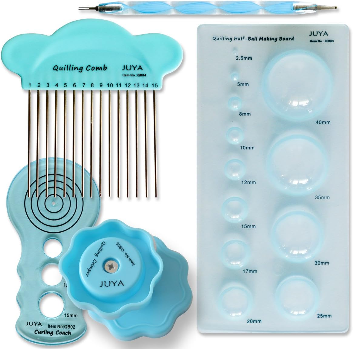JUYA Paper Quilling Kit with Blue Tools 960 Strips Board Mould Crimper Coach Comb (Paper Width 5mm)