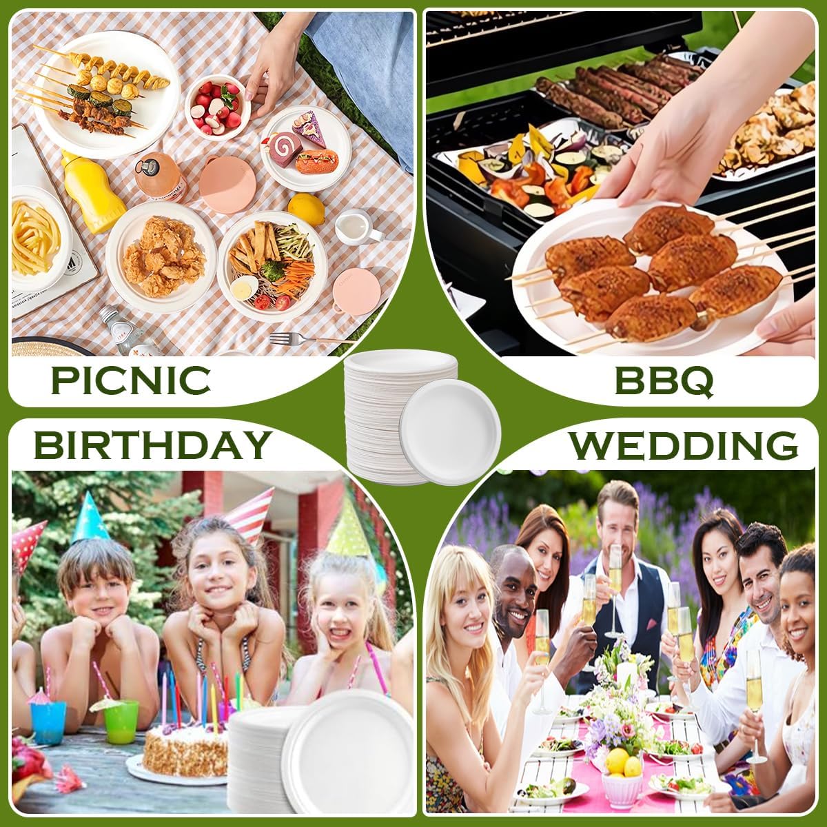 Heavy Duty Paper Plates 10 inch (Round-150 Count) Large White Disposable Dinner Plates Bulk for Everyday Meals, Picnic, BBQ and Gathering, Leak Proof/Microwave-Safe/Sturdy/Cut Resistant