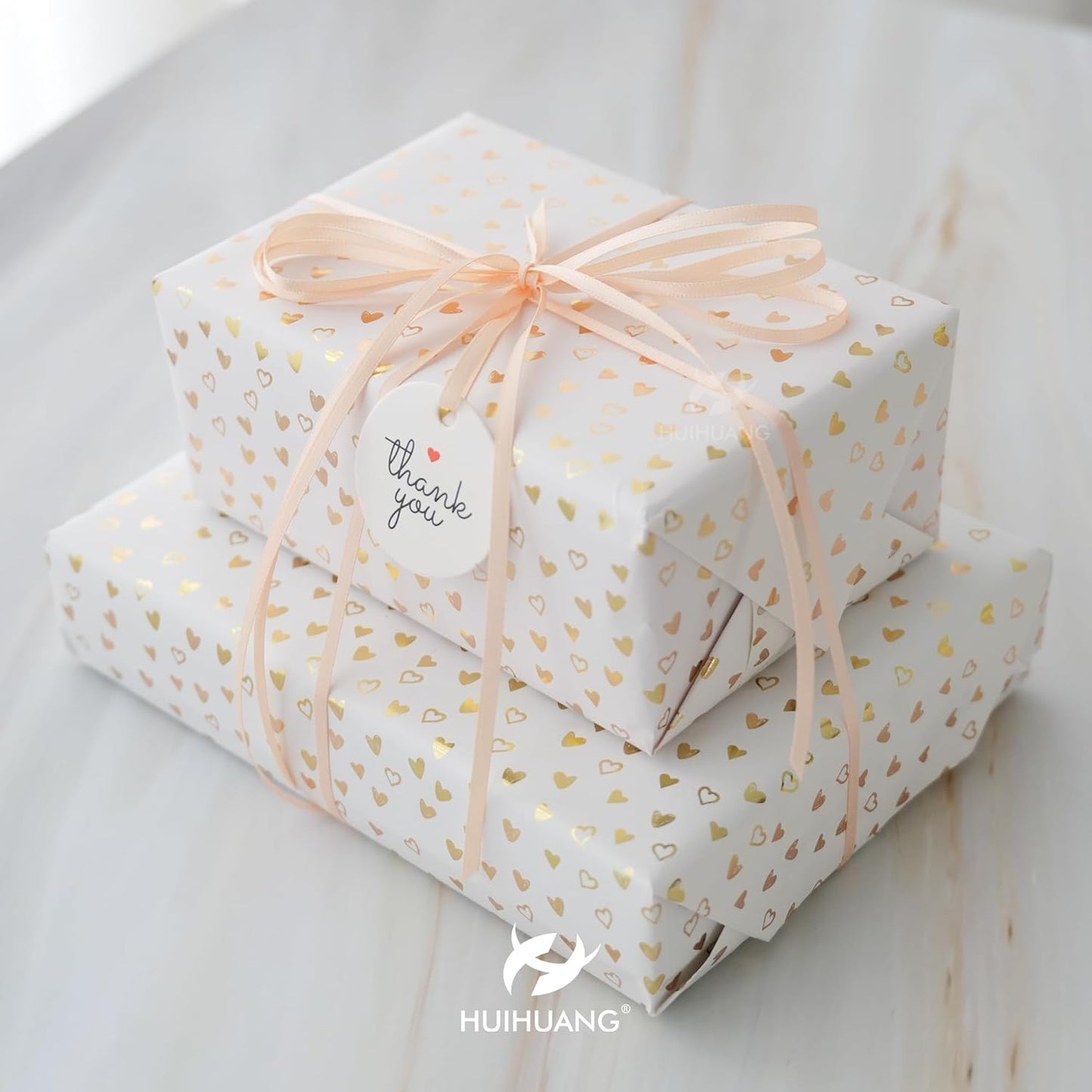 HUIHUANG Thin Satin Ribbon 1/8 inch x Continuous 100 Yards Roll Double Face Peach Satin Ribbon for Crafts, Gift Wrapping, DIY Bows, Invitation Card, Tag Decoration, Ornaments Decor