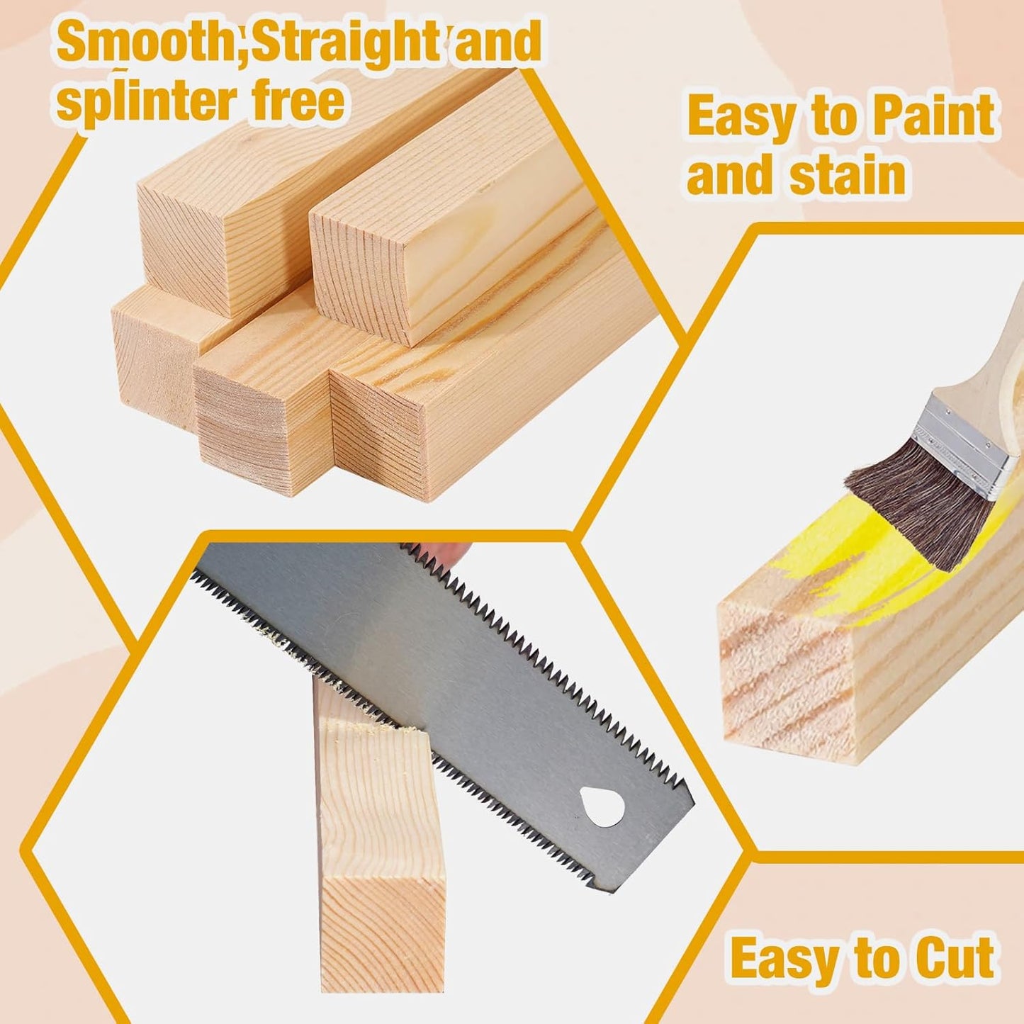 1/2" x 12" Square Wood Dowels Wooden Dowel Rods for Crafting, 15 PCS Square Wood Sticks for Crafts, Unfinished Pine Hardwood Sticks for Woodworking Models Making Dollhouses Miniatures