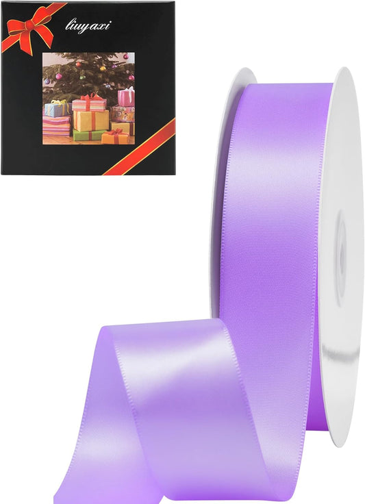 LIUYAXI Light Purple Double Faced Satin Ribbon, 1" X Continuous 25 Yards, Ribbons Perfect for Gift Wrapping Wedding Bouquet Decor DIY Craft Bow Making & Other Projects