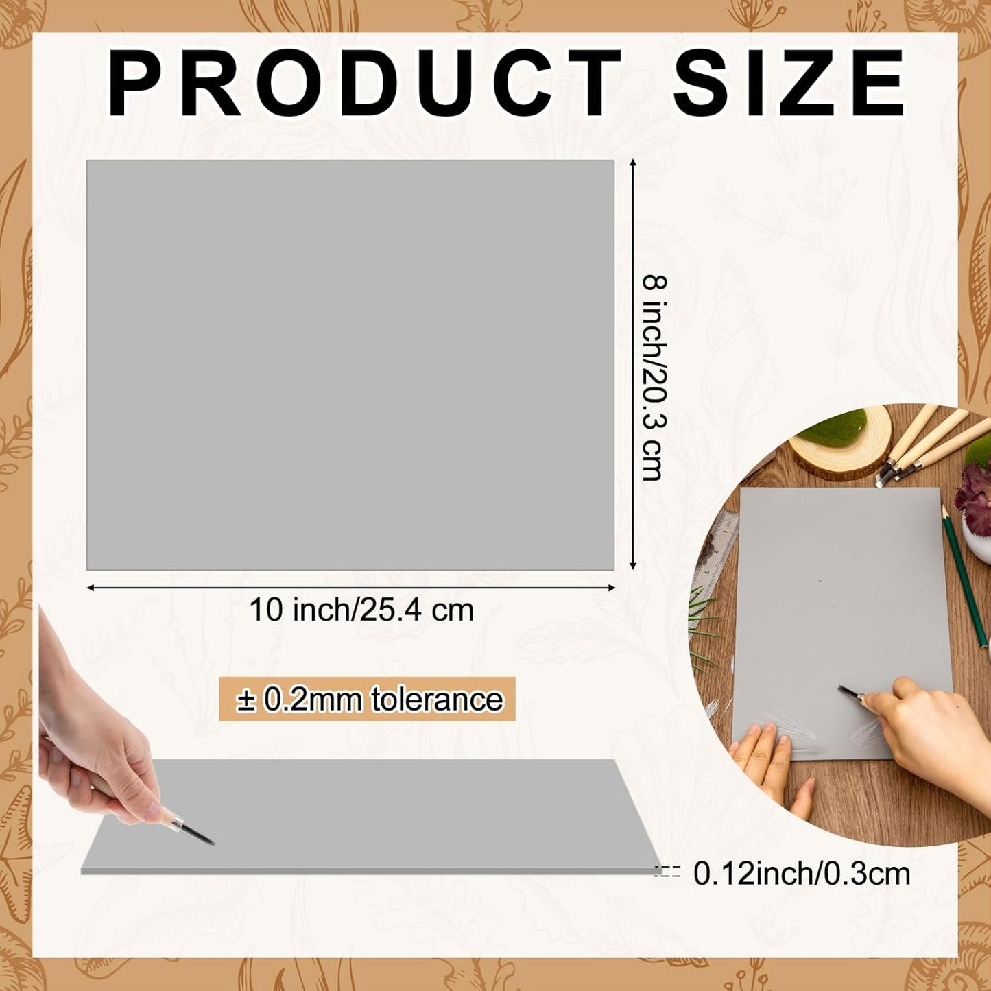 Yeaqee 2 Pcs 8 x 10 Inch Linoleum Block Rubber Carving Block Soft Linocut Blocks Large Linoleum Sheet Unmounted Lino Plates for Engraving Art Project Printmaking Artist Studio Supplies, Gray