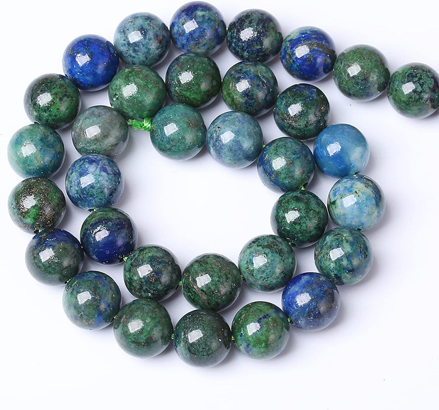 12mm 31pcs Natural Gemstone Beads Lapis Lazuli Chrysocolla Phoenix Stone Round Loose Beads for Jewelry Making DIY Bracelet Necklace