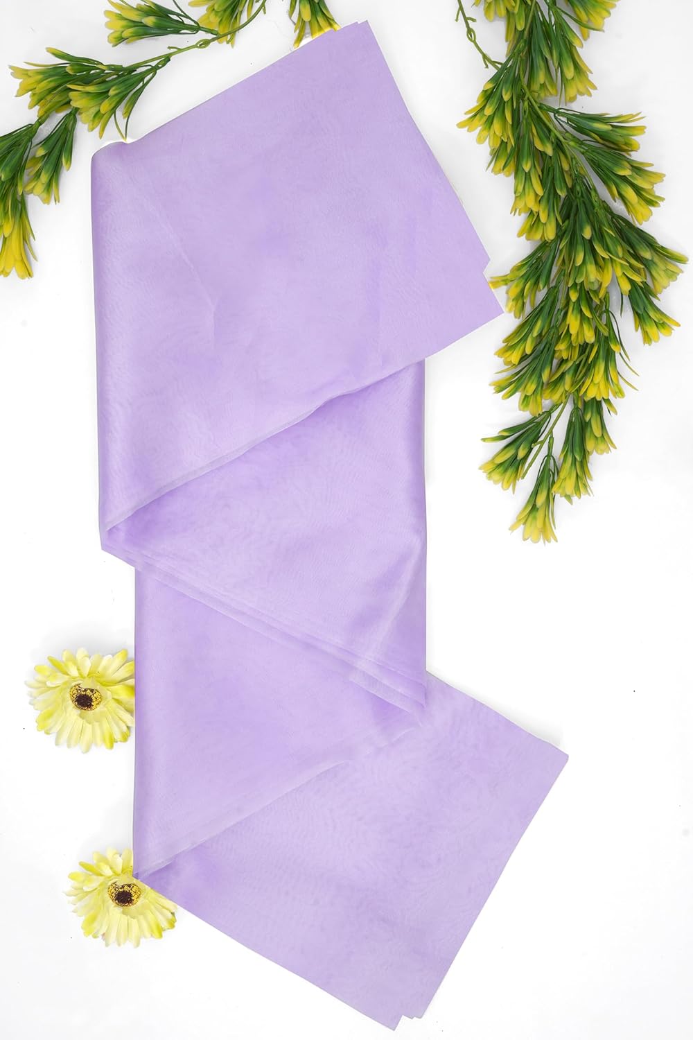 Organza Fabric 5 Yard Bridal Solid Sheer Organza Fabric Bolt for Wedding Dress, Fashion, Crafts, Decorations Silky Shiny Organza 44" - (5 Yard, Lavender)