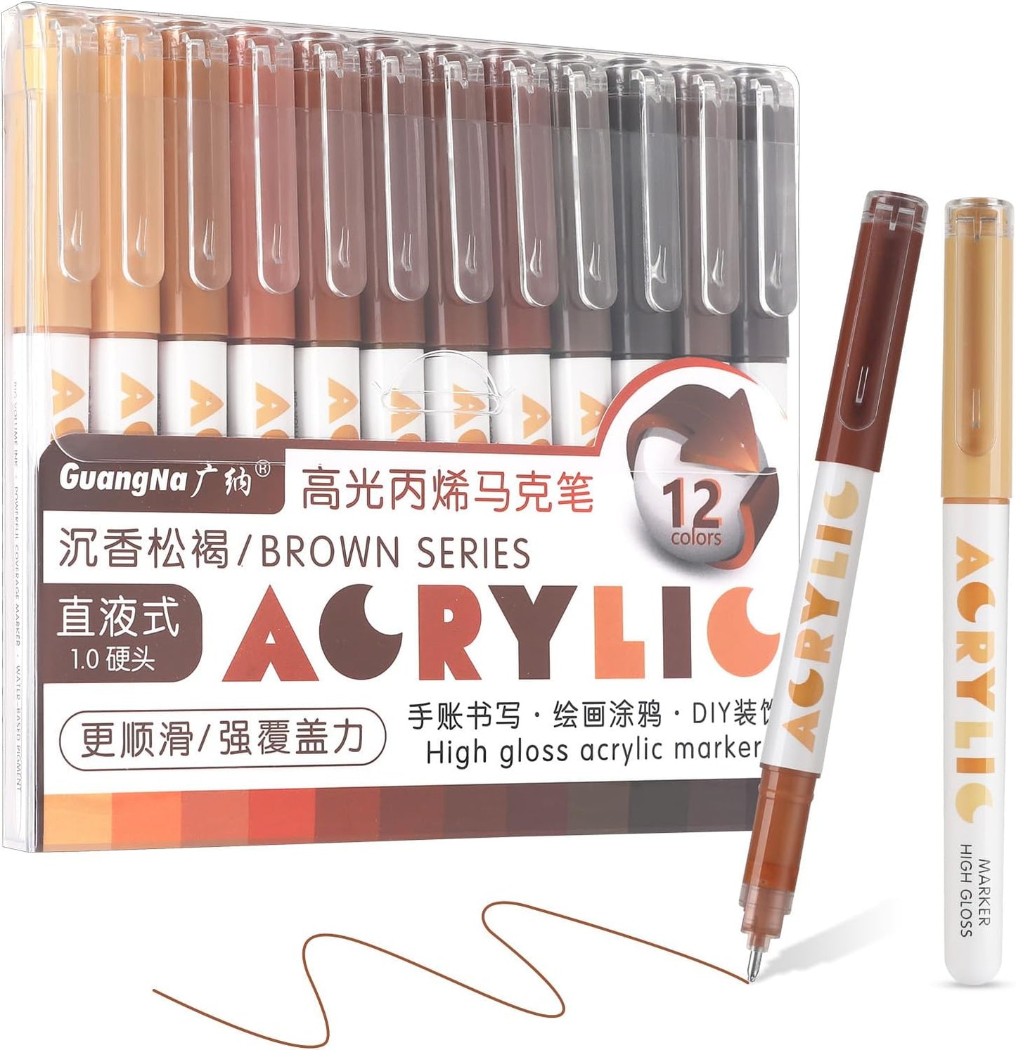 kander Direct Liquid Highlighter Acrylic Marker, 12 Colors Gel Pens with Bullet Tip, Strong Coverage, Large Ink Capacity, Multi-Purpose Paint Pens for Rock Painting, Crafts, DIY, Art Supplies