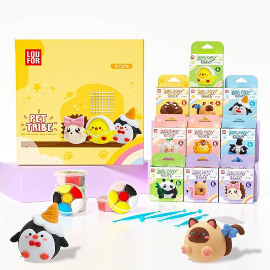 Air Dry Clay for Kids - Modeling Clay Kits, Ultra Light & Soft, Safe & Non-Toxic, 10 Boxes DIY Model Magic Clay 60 Colors with Sculpting Tools und Tutorials, Creative Art Crafts Toys Gifts Boys Girls