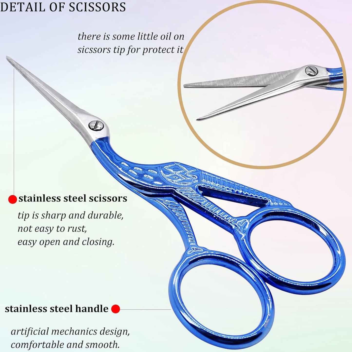 BIHRTC 4.5Inch Little Sewing Scissors Crane Shears with Cover Tassel Stainless Steel Scissor for Crafting Embroidery Needlework DIY Daily Use