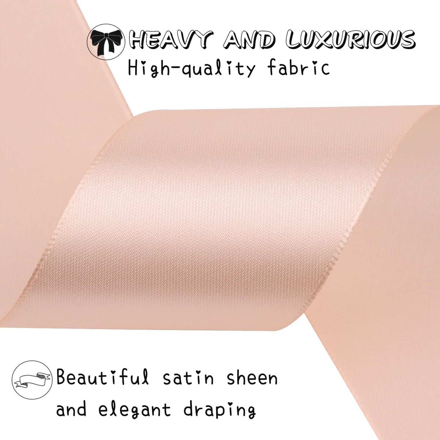 Naked Pink Solid Satin Ribbon 2 Inch 25 Yards Solid Polyester Fabric Ribbon for Gift Wrapping Wedding Christmas Baby Shower Birthday Party Decoration Handmade Immortal Flower Craft