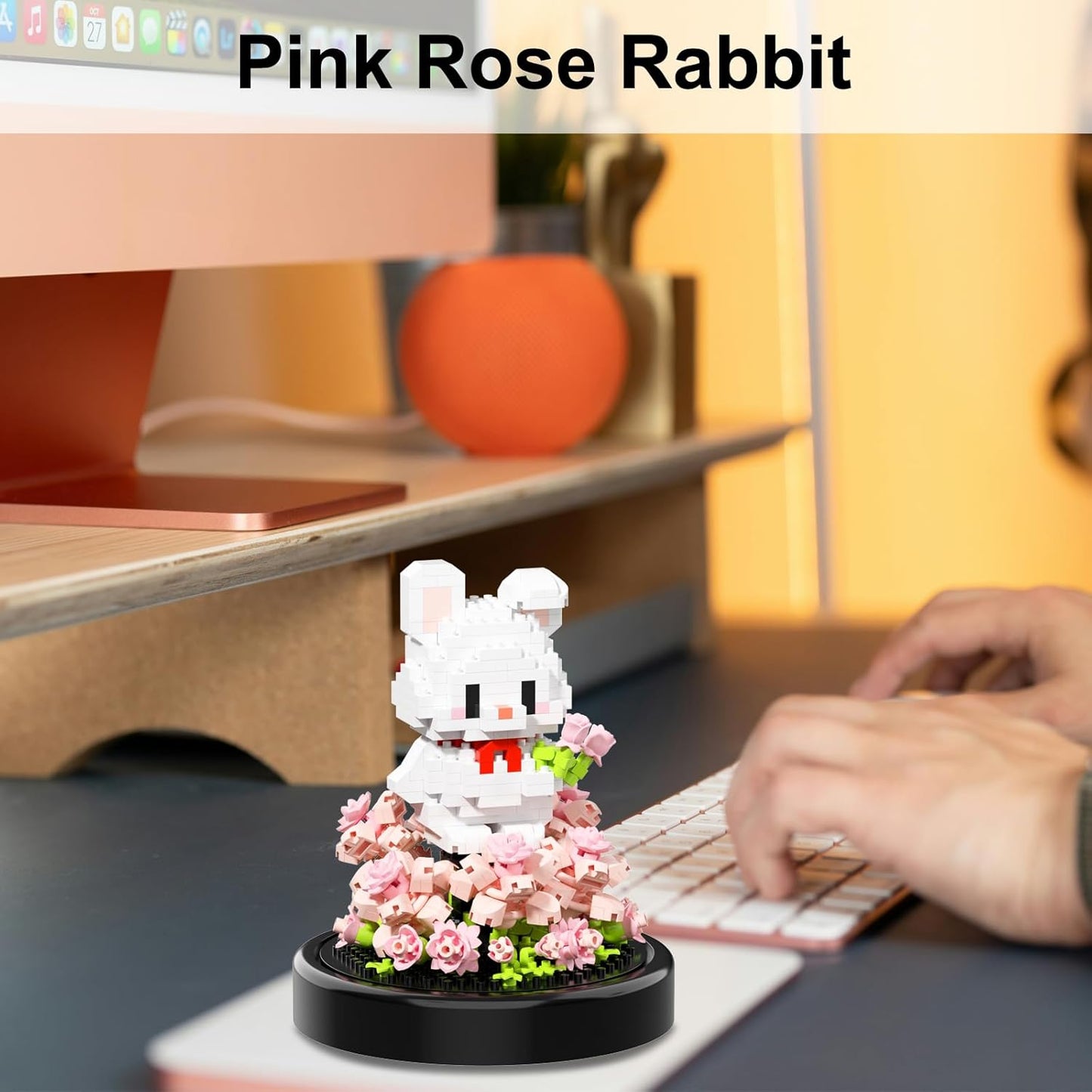 Artificial Flower Animal Toy Building Set for Adult,Mini Rabbit Plant Bonsai Tree Friend Set for Girl,Botanical Collection Gift for Kids,Office Home Decor Building Block,Birthday Gift for Women