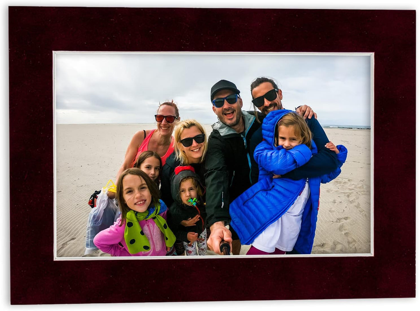 8x10 Mat Bevel Cut for 5.5x8.5 Photos - Acid Free Dark Red Suede Precut Matboard With Backing Board and Crystal Clear, Self Seal Photo Mat Bag - For Pictures, Photos, Framing - 4-ply Thickness