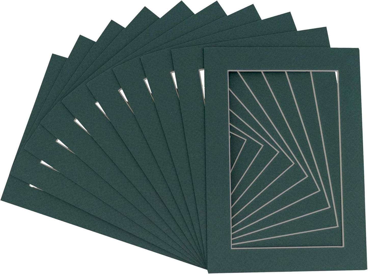 Pack of 25 Acid Free 11x14 Mats Bevel Cut for 8.5x11 Photos - Forest Green Precut Matboards With Backing Boards and Clear Photo Mat Bags For Pictures, Photos, Framing - 4-ply Thickness