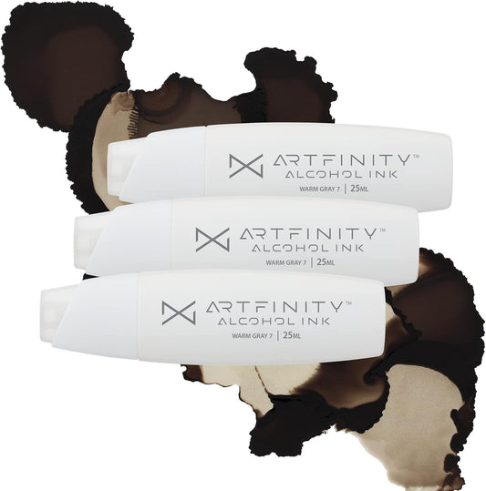 Alcohol Inks 3 Pack - Vibrant, Professional, Dye-Based Alcohol Inks for Artfinity Alcohol Markers, Artists, Drawing, & More! - Warm Grey 7 WG7