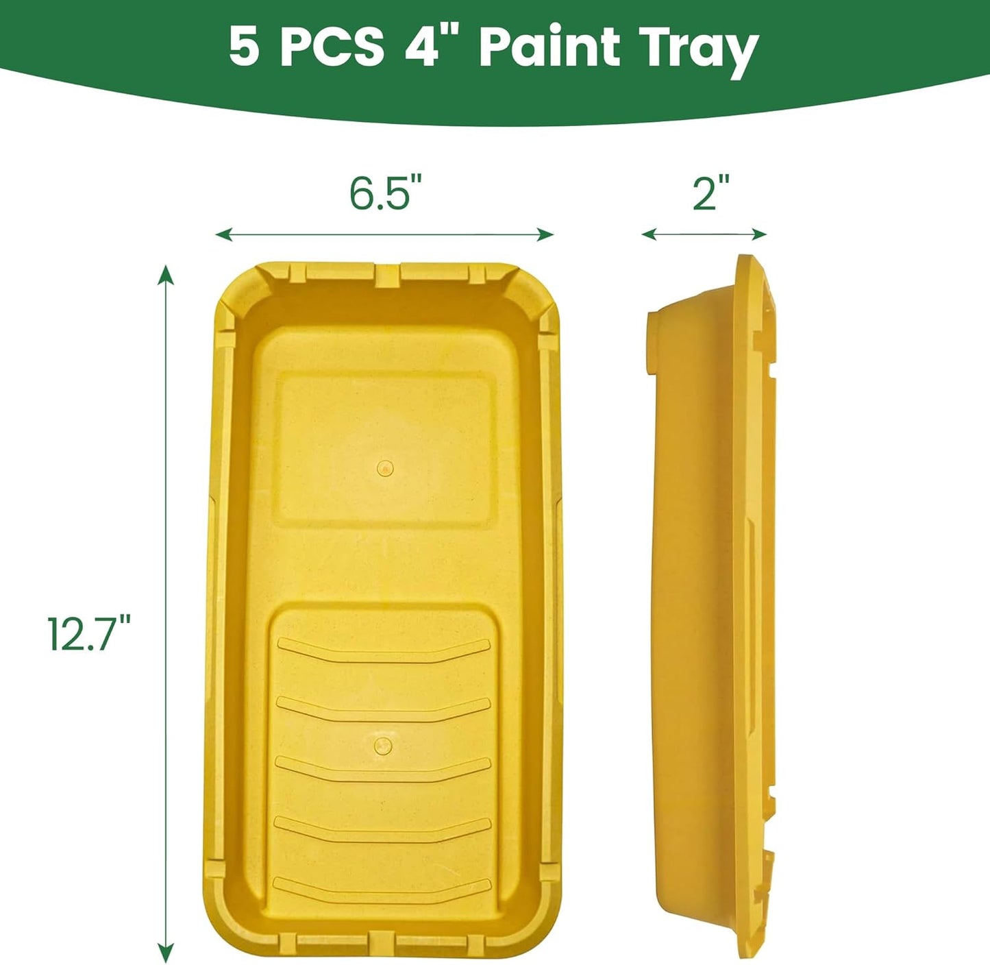 Voomey Paint Roller Tray,4 inch Plastic Paint Tray,5pcs,Easy to Clean Paint Pans Trays for Wall Painting, DIY Projects, and Home Renovation
