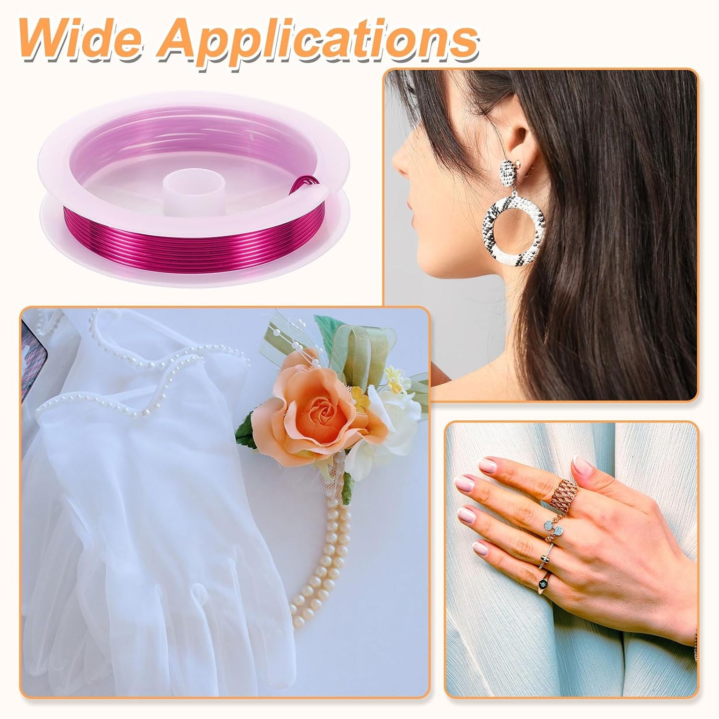 HARFINGTON 5ft Jewelry Wire, 18 Gauge (1mm) Brass Craft Soft Metal Tarnish Resistant Copper Beading Wire for Jewelry Making Supplies Crafting, Rose Red