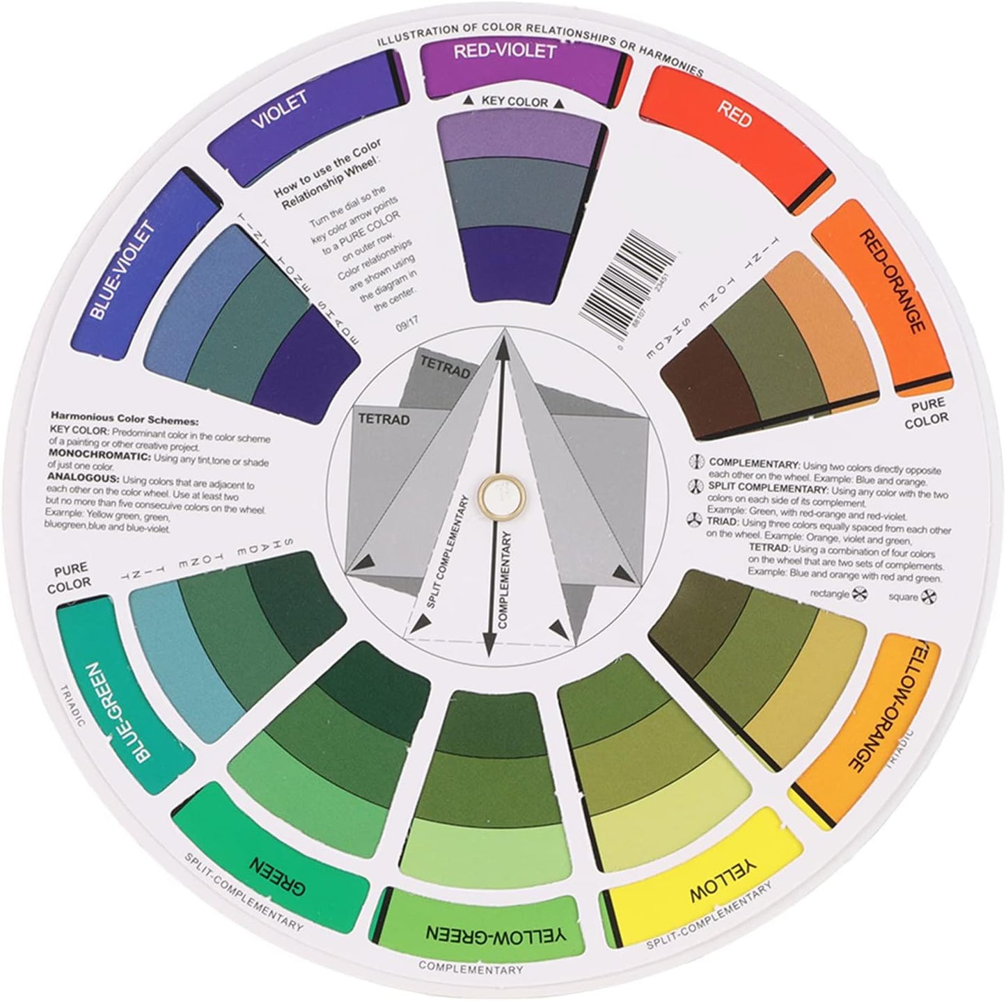 Pocket Color Wheel Chart, Double Sided Color Wheels for The Artists, 5.5 inch Color Analysis Draping Kit Showing Color Mixing Effects, Lightweight Paper Wheel for Artists (Small)
