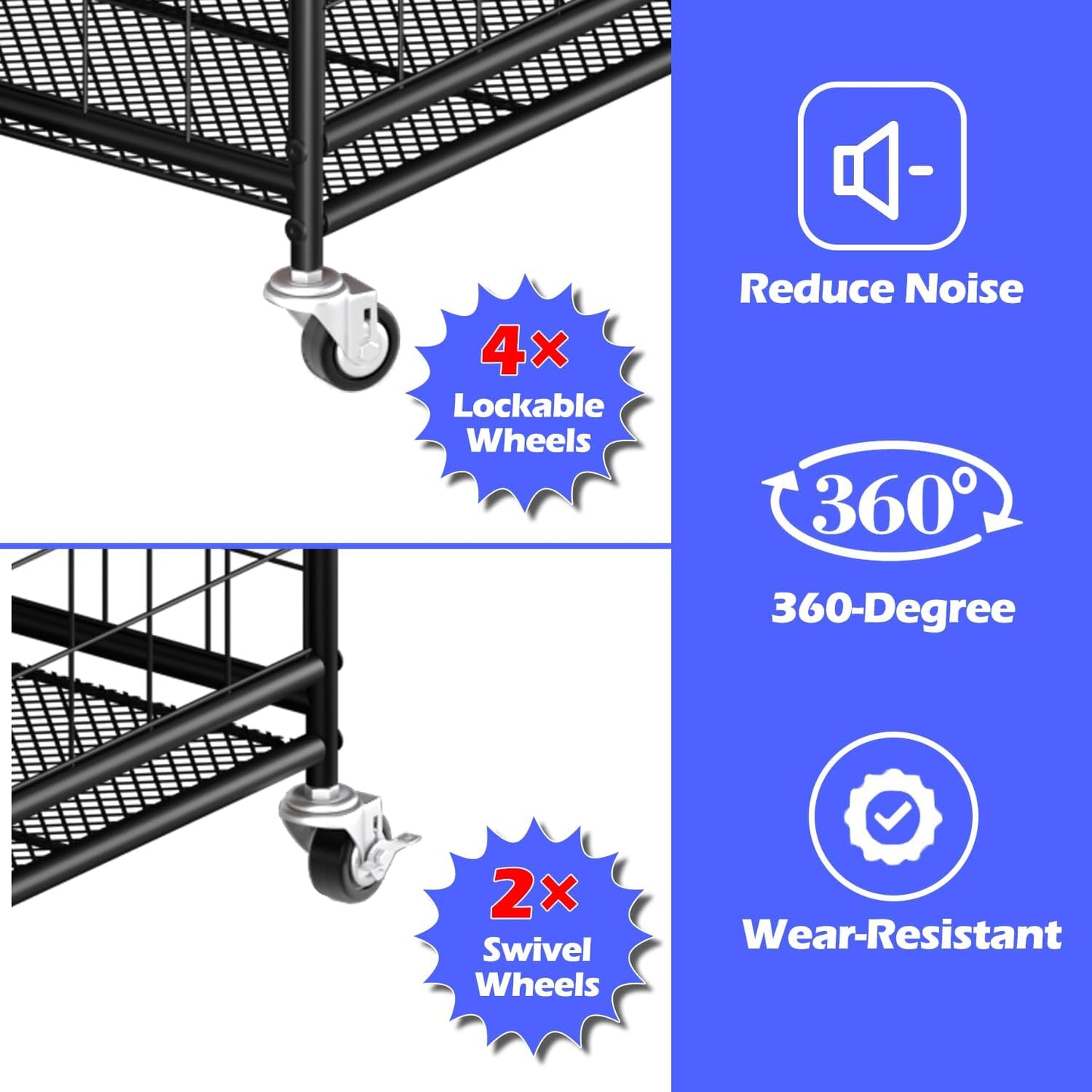 Ball Storage - 22.83" Basketball Cart With Wheels Garage Volleyball Storage Sport Equipment Holder Organizer For Indoor Outdoor,Metal Storage Rack For Playgroup,Gym And School