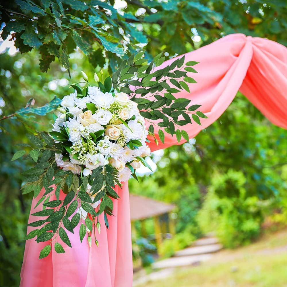 Artificial Italian Ruscus Greenery Stems, Faux Green Leaf Garland Branches Hanging Greenery Spray for Wedding Bouquet Arch Table Centerpiece Home Decor (Green-10 Pack)