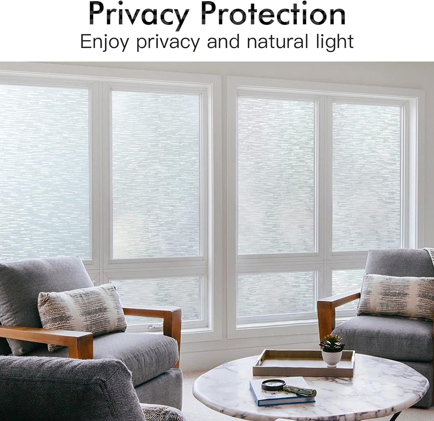 Haton Window Privacy Film, Frosted Glass Static Cling Sun Heat Blocking Window Clings, Frosting Opaque Coverings, Vinyl Removable Stickers Tint for Home Door Office, Non Adhesive 11.8" x 157.4"