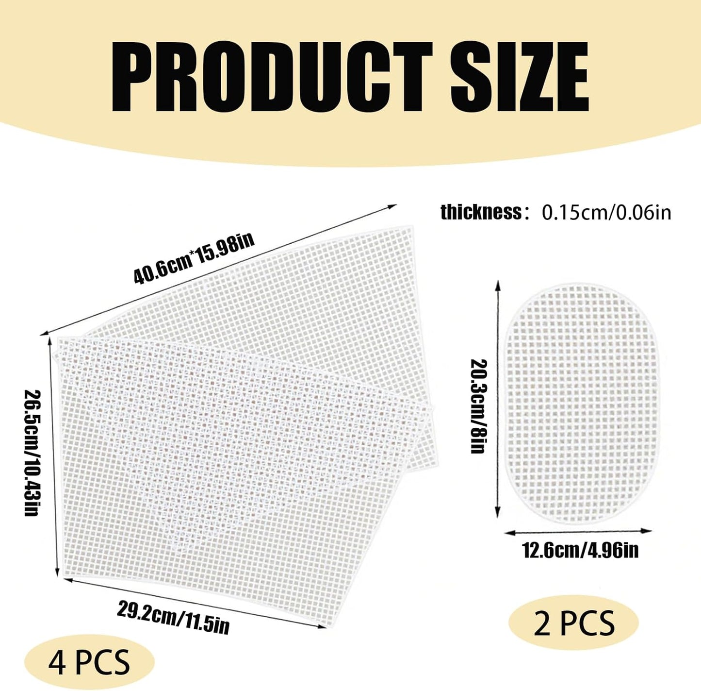 2 Sets Crochet Bag Canvas Sheets, Clear Mesh Plastic Canvas Sheets for Crochet Bucket Bag Making, Embroidery, Acrylic Yarn Crafting Projects (White)