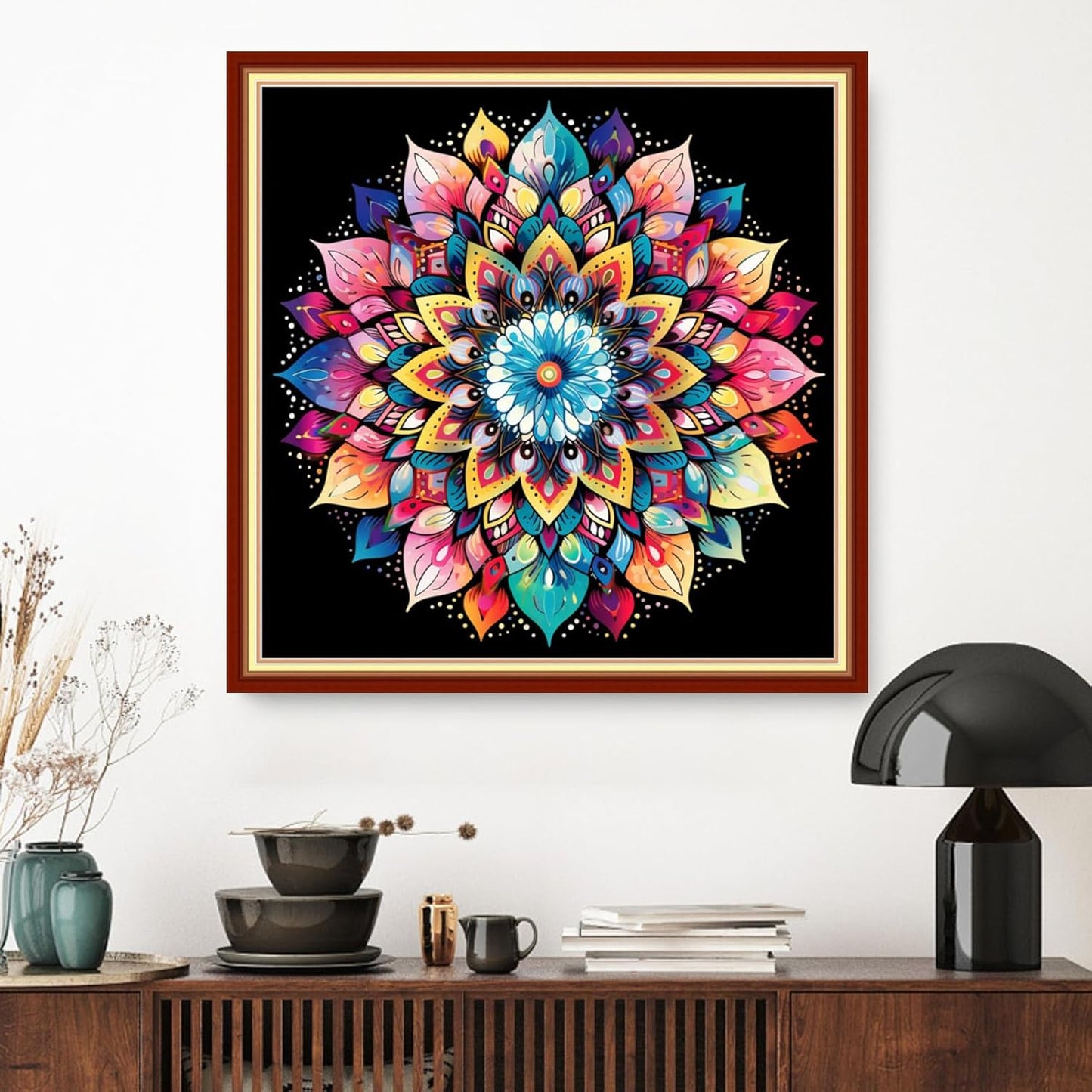 Dimxvean Stamped Cross Stitch Kits,Cross Stitch Kits for Adults Beginners,Embroidery Kits Full Range of Cross Stitch Stamped Kits Needlepoint Kits Cross Stitch Patterns-Colorful Mandala 18x18 inch