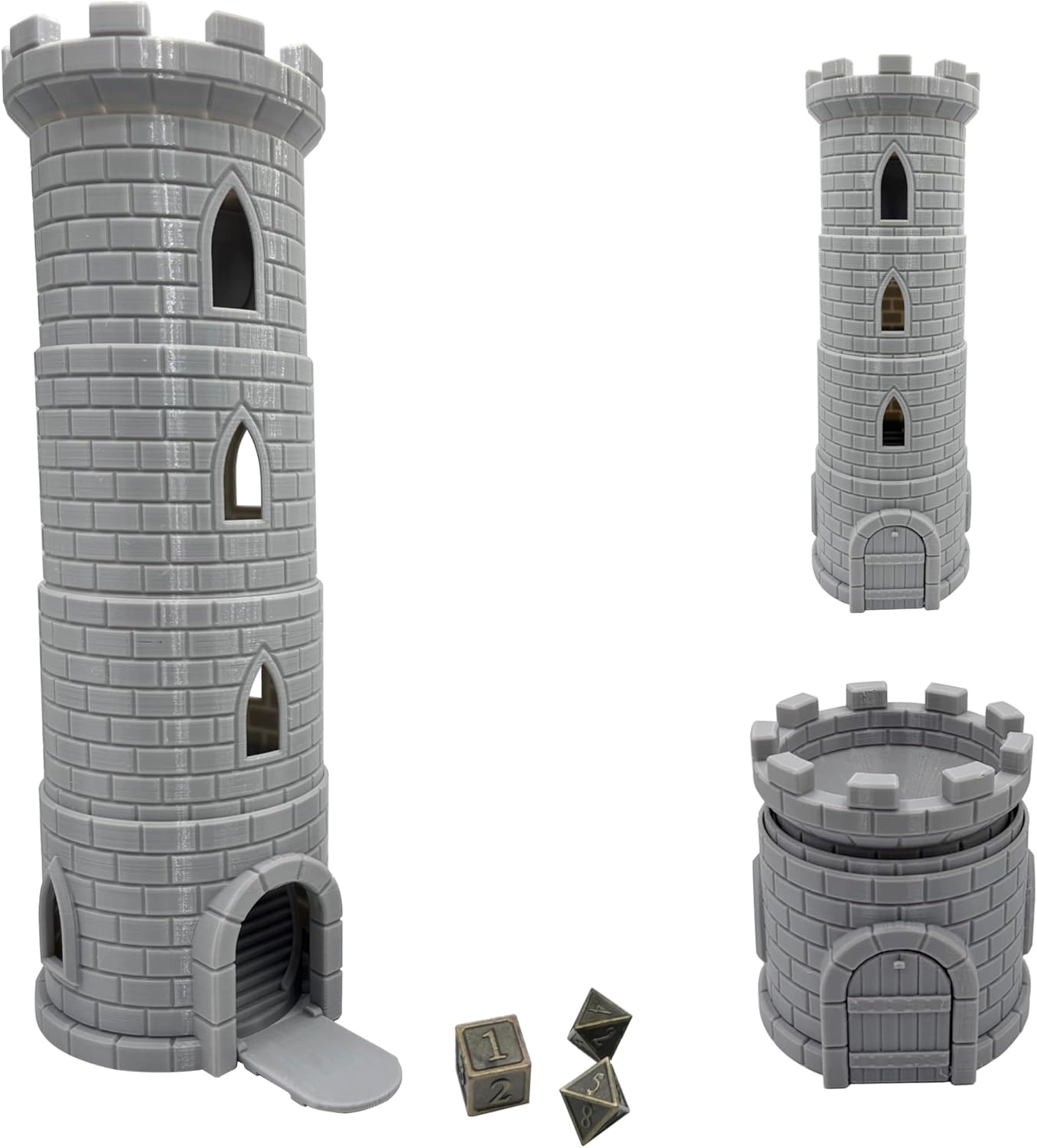 HAUTICO Collapsing Dice Tower and Little Town Houses Scene, Terrain Scenery for 20-28mm Miniatures Wargame, D&D Table Top Game Paintable (Tower Only Edition)