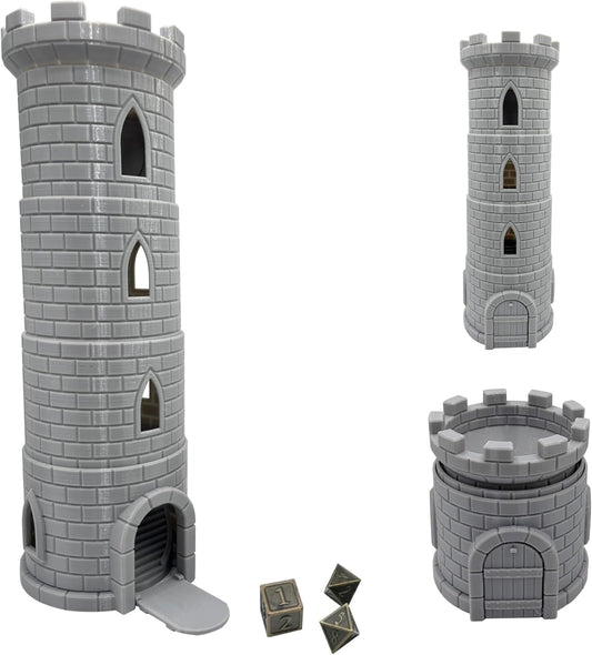 HAUTICO Collapsing Dice Tower and Little Town Houses Scene, Terrain Scenery for 20-28mm Miniatures Wargame, D&D Table Top Game Paintable (Tower Only Edition)