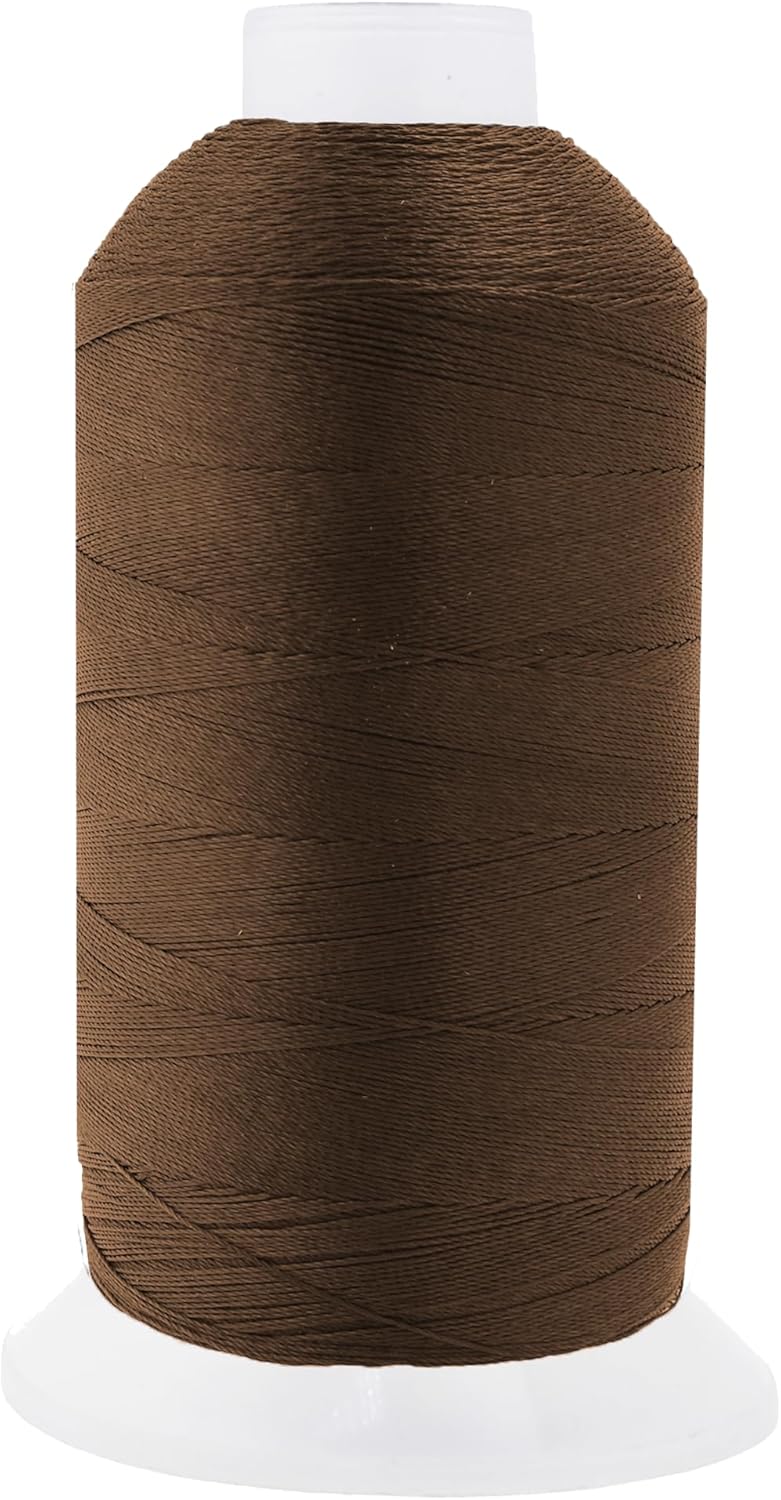 Mandala Crafts Dark Brown Heavy Duty Thread -1500 Yds Tex 90 Thread for Sewing Drapery Jeans Leather Hair - Bonded Polyester Outdoor Marine Upholstery