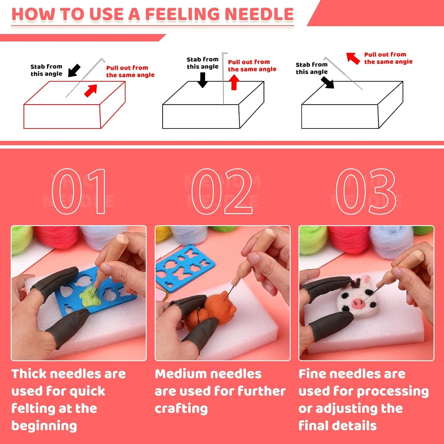 Yizzvb Needle Felting Kit, Wool Roving 24 Colors Set, Needle Wool Felting Tools Kit for Beginners, Needle Felting Starter Kits with Felting Needles for Felted Animal Needle Felting Supplies