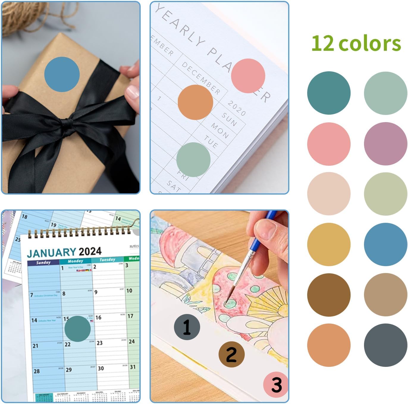 REGELETO Boho 4200 PCS 0.75 Inch 12 Colors Round Colored Dot Stickers for Toddlers Teaching Papers, Color Coding Labels, Circle Dots Stickers for Office and Student Classroom (25 Sheets)