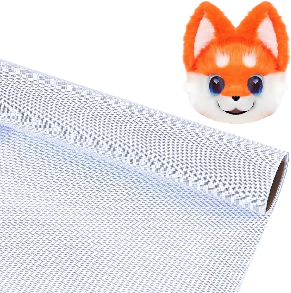 Fursuit Eye Mesh 78.74x15.74inch White Waterproof PVC Plastic Mesh 0.45mm Thick Printable Fabric Meshs for Furry Cosplay, Props, Fursuits, Craft Making Home Decor Hole: 0.8mm