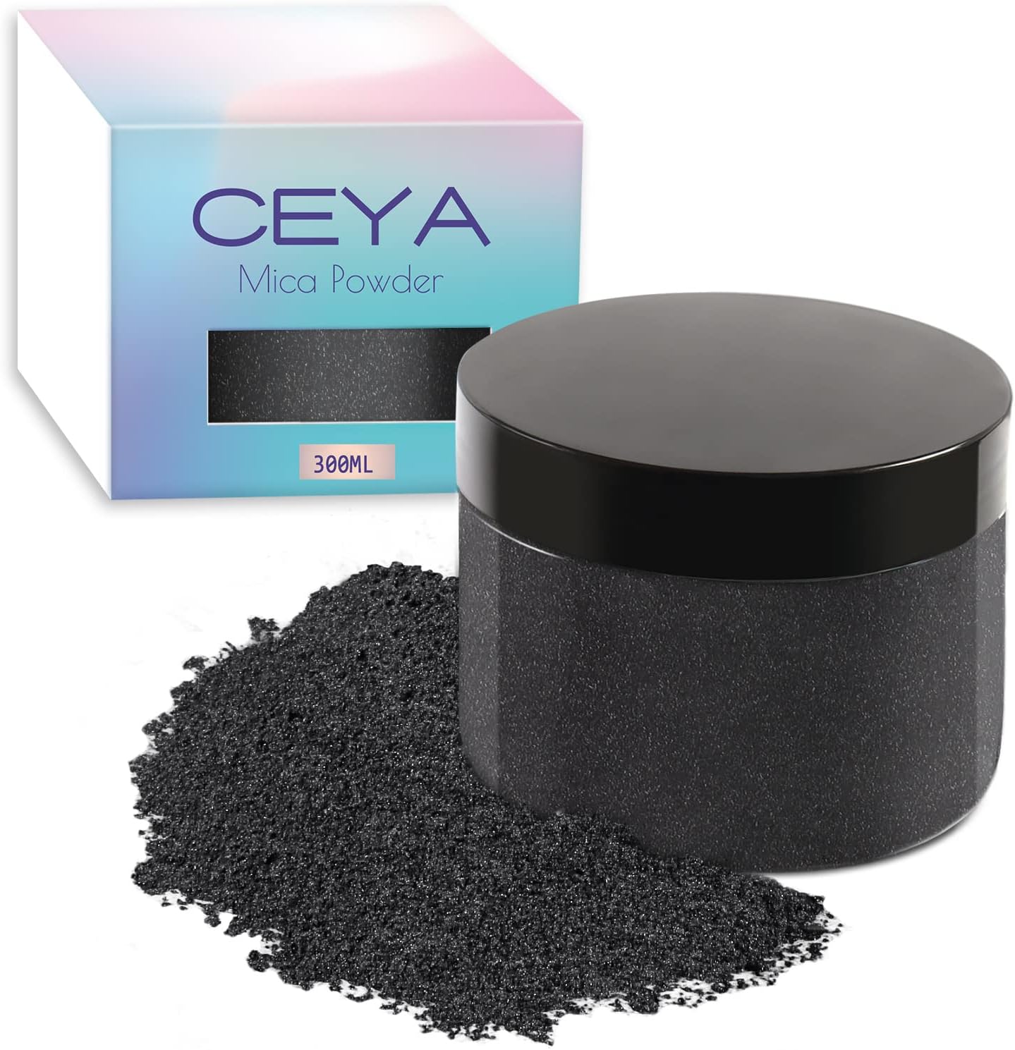 Ceya Mica Powder, 5.3oz/ 150g Black Pearlescent Effect Colorant Pigment Powder for Epoxy Resin, Tumblers, Slime Bath Bomb, Soap Dye, Slime, Candle Making, Resin Crafting, Paint, Jewelry, Nail Polish
