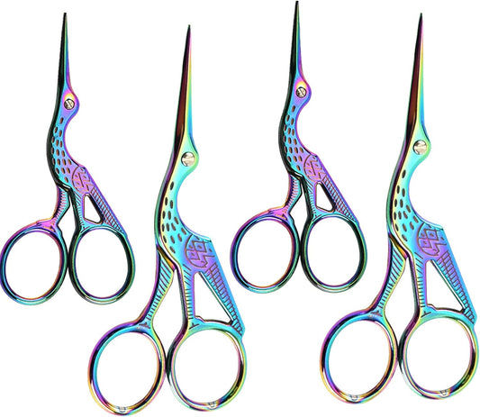 Vintage Stork Shape Sewing Scissors Stainless Steel Tailor Scissors Sharp Sewing Shears for Embroidery, Craft, Art Work & Everyday Use (4, Colorful)