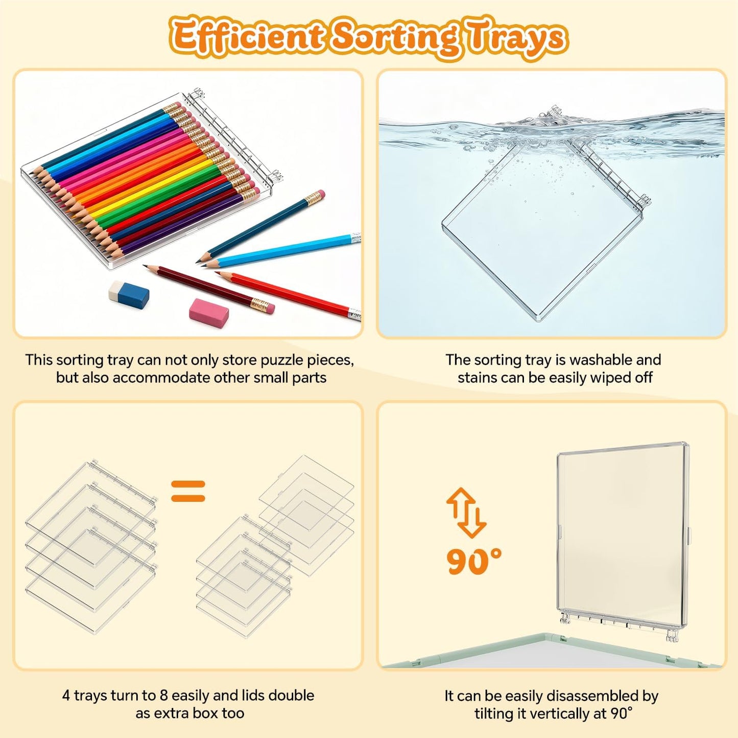 1000 Pieces Rotating Plastic Puzzle Board 3-in-1 Double-Sided/Tilting/Rotating, Portable Table 31.93"x24.06" Spinning Jigsaw Puzzle Table with Cover Lazy Susan Gift for Seniors Adults and Kids