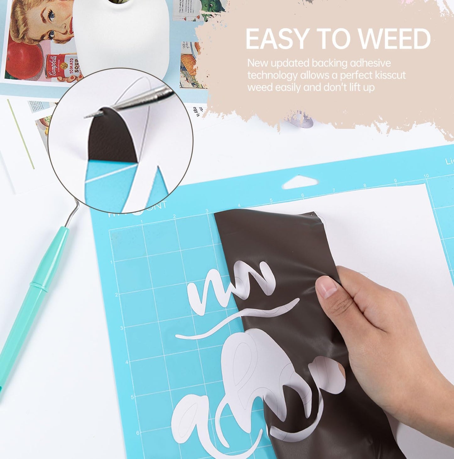 HTVRONT Puff Vinyl Heat Transfer -10" x 6ft Beige 3D Puff Heat Transfer Vinyl Foaming Colorful Puffy Iron on Vinyl for T-Shirt- Cream Puff Htv Vinyl for Compatible with Cricut Cutting Machine