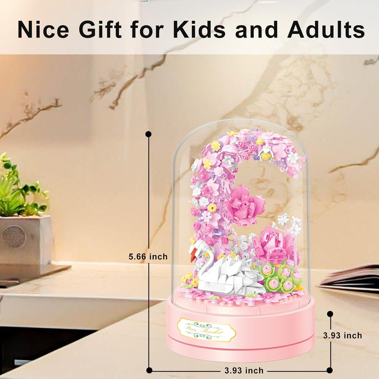 Flower Bouquet Building Set Plants Friends Sets Adults Bonsai Tree Flowers Building Blocks Set Botanical Collection Valentine's Birthday Gift for Girls Mom Women Girlfriend（Swan）