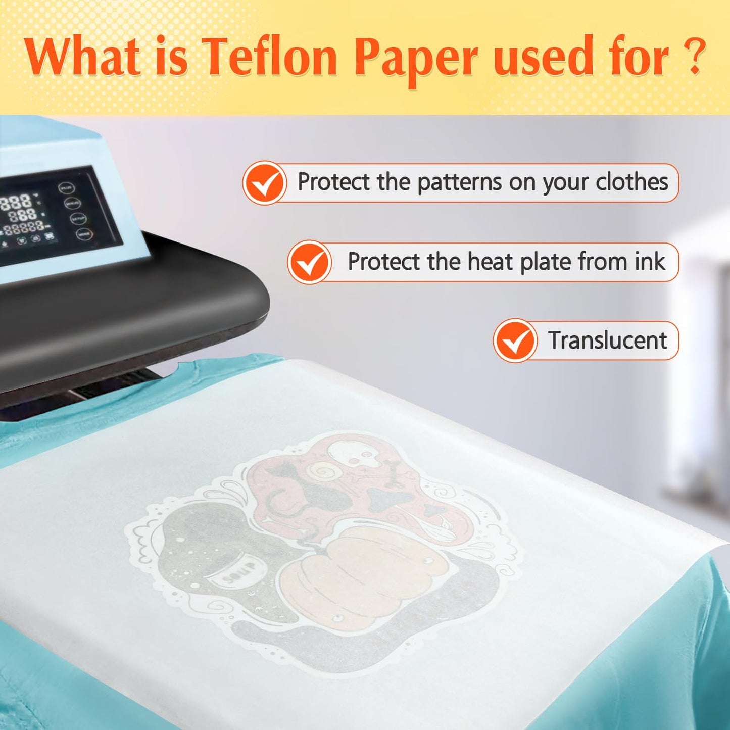 30 Pack PTFE Teflon Paper 16×11.7" 20 Sheets and Teflon Paper 8.5×11" 10 Sheets Mix Pack for Heat Press Heat Resistant Craft Mat,Sublimation Paper and Heat Transfer Paper Reusable