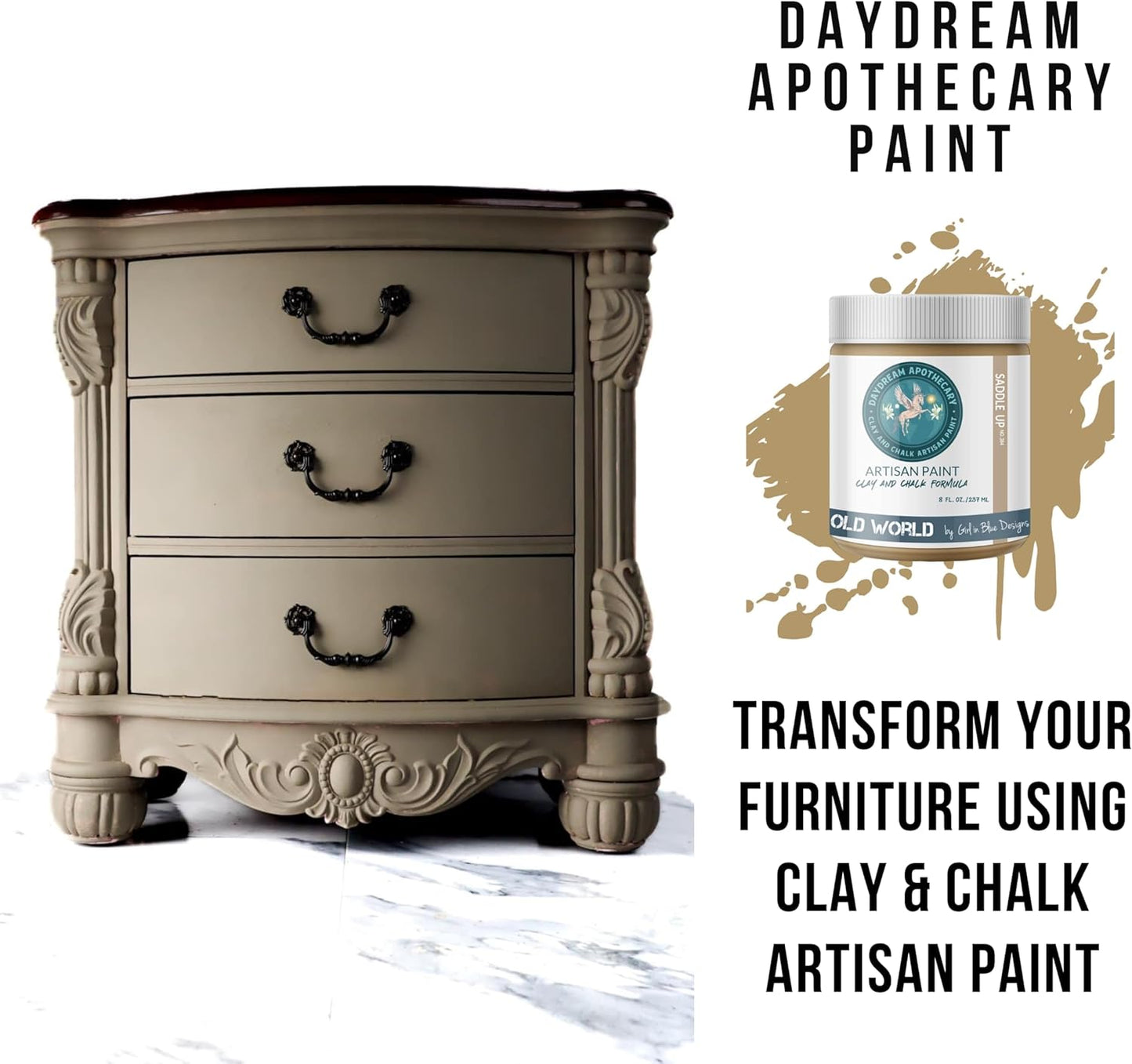 Daydream Apothecary Premium Chalk Style Paint for Furniture, Home Décor, Wood, DIY Interior Projects, Quick Dry, No Prep or Prime Needed, Matte Earthly Brown - 8oz