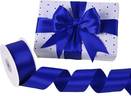 Cobalt Blue Satin Ribbon 1-1/2" X 50 Yards Solid Color Double Faced Ribbons Perfect for Crafts Wedding Decor Bow Making Arts Sewing and More