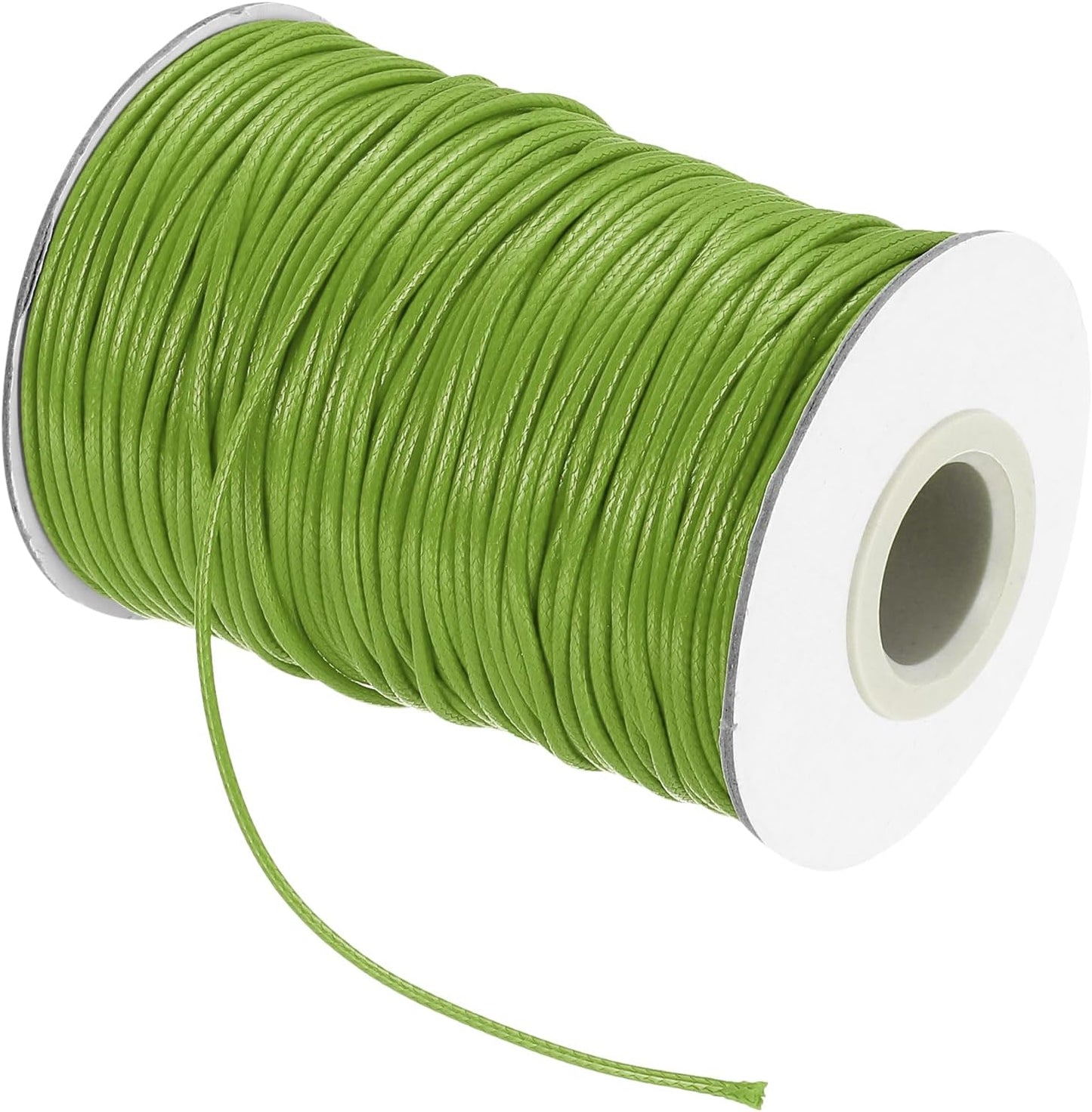 MECCANIXITY Waxed Cord 1.5mm Waxed Thread 87 Yard Wax String Leather Cord for Bracelet Making, Necklaces, Beading, Jewelry Making and DIY Crafts(Grass Green)