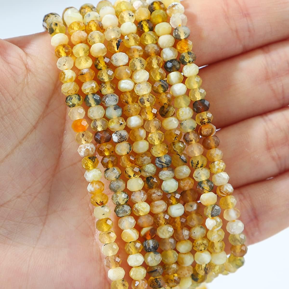 Natural Yellow Opal Beads 4x2mm 120pcs Faceted Rondelle Loose Semi Gemstone Beads for Jewelry Making Design