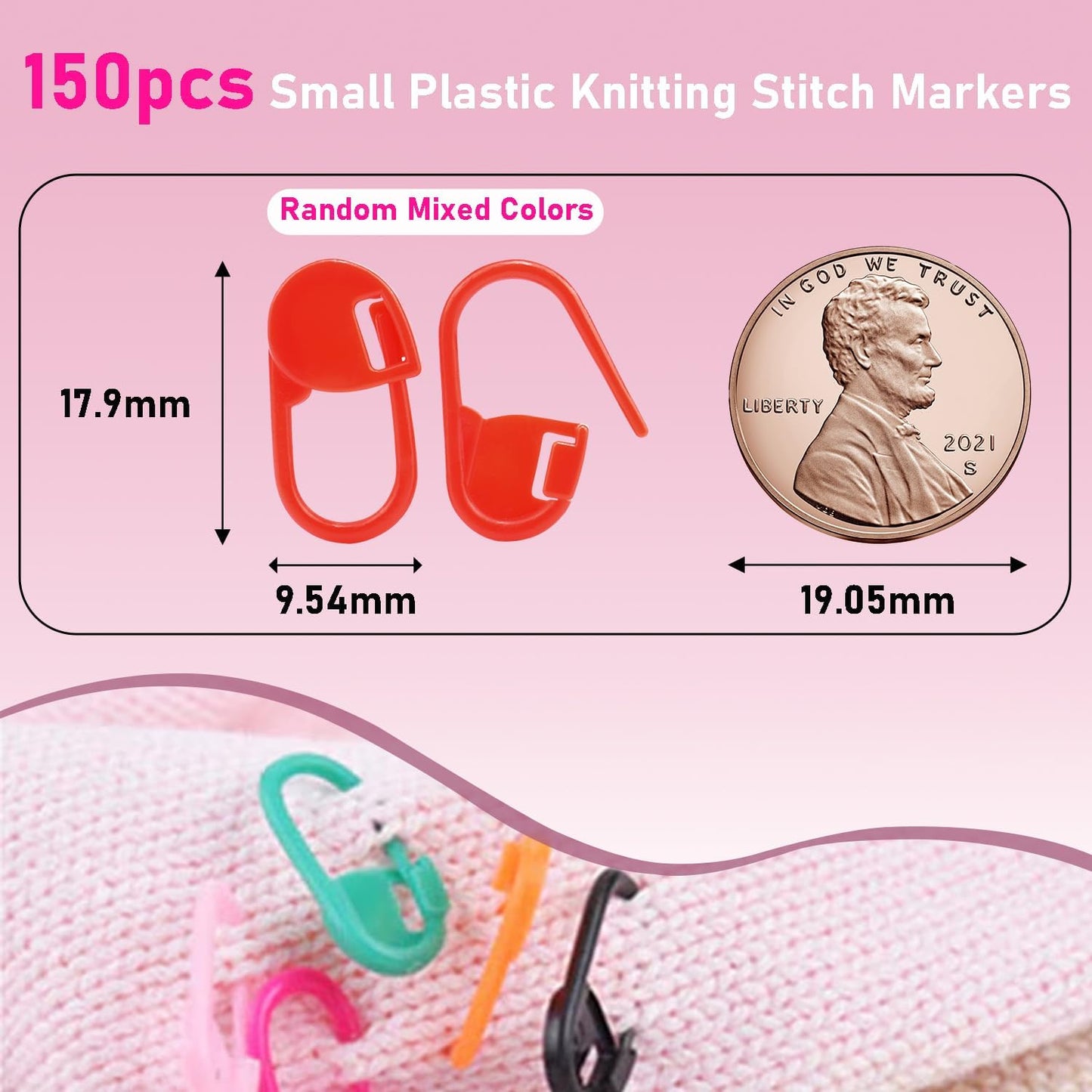 150pcs Assorted Colors Crochet Stitch Markers for Crocheting, Crochet Marker for Crocheting Knitting Yarn Crafts Weaving Locking Plastic Safety Pins Yarn Pins Knitting Supplies Accessories